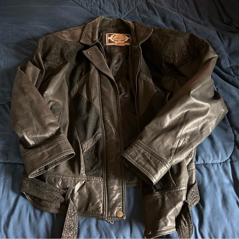 Vintage leather Paris Sports Club bomber jacket.